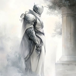 Lanternwake style, Midjourney V6.1: concept art character design of retropunk steam knight