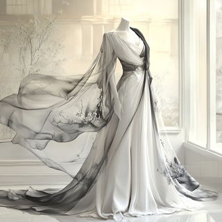 Lanternwake style, Midjourney V6.1: haute-couture fashion outfit
