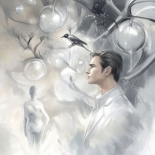 Lanternwake style, Midjourney V6.1: editorial illustration for popular scientific magazine cover