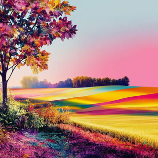 Woodblock Wilds style, Midjourney V6.1: realistic landscape photograph of quiet dawn