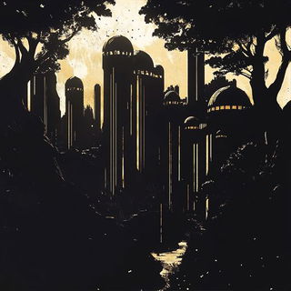 Lithostory style, Midjourney V6.1: megacity with futuristic bioarchitecture