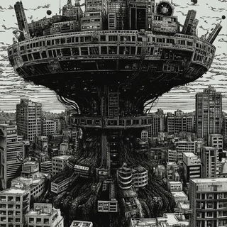 Chloromorphosis style, Midjourney V6.1: megacity with futuristic bioarchitecture