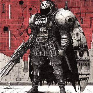 Chloromorphosis style, Midjourney V6.1: concept art character design of retropunk steam knight