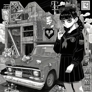 Chloromorphosis style, Midjourney V6.1: black-and-white manga comic strip