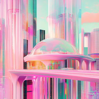 Chromacloister style, Midjourney V6.1: megacity with futuristic bioarchitecture