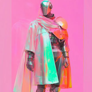 Chromacloister style, Midjourney V6.1: concept art character design of retropunk steam knight