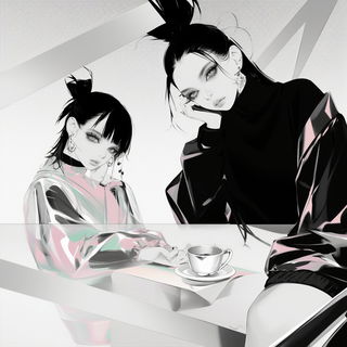 Chromacloister style, Midjourney V6.1: black-and-white manga comic strip