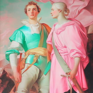 Chromacloister style, Midjourney V6.1: classical 18th-century oil painting