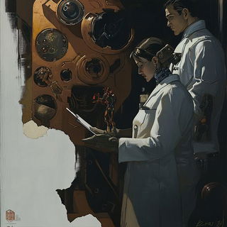 Indanthrene Blue Hour style, Midjourney V6.1: editorial illustration for popular scientific magazine cover