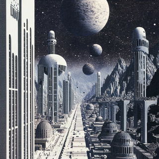 Ink Jukebox style, Midjourney V6.1: megacity with futuristic bioarchitecture