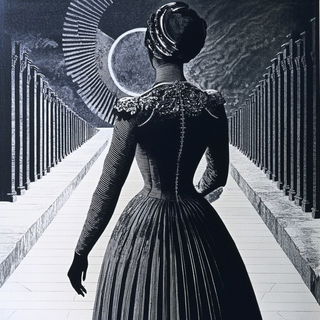 Ink Jukebox style, Midjourney V6.1: haute-couture fashion outfit