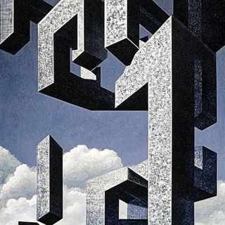 Ink Jukebox style, Midjourney V6.1: typographic composition with large letters
