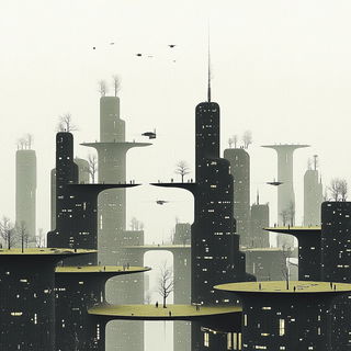 Gardenpalate style, Midjourney V6.1: megacity with futuristic bioarchitecture