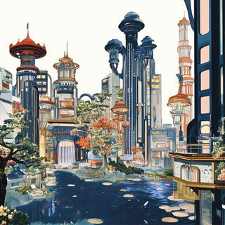 Celscape Chivalry style, Midjourney V6.1: megacity with futuristic bioarchitecture