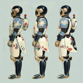 Celscape Chivalry style, Midjourney V6.1: concept art character design of retropunk steam knight