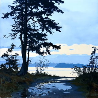 Celscape Chivalry style, Midjourney V6.1: realistic landscape photograph of quiet dawn