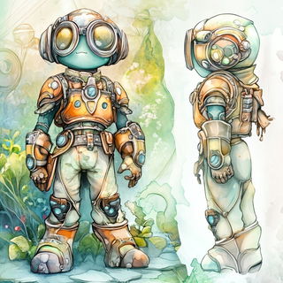 Rookspire Observatory style, Midjourney V6.1: concept art character design of retropunk steam knight