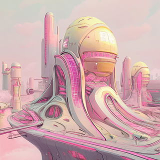 Mint Medulla style, Midjourney V6.1: megacity with futuristic bioarchitecture