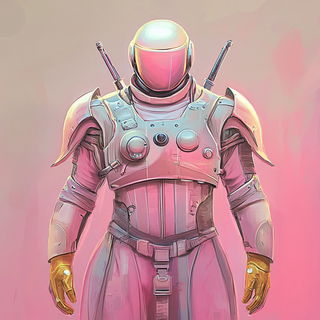Mint Medulla style, Midjourney V6.1: concept art character design of retropunk steam knight