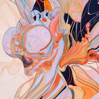 Rocaille Vitreous style, Midjourney V6.1: abstract 3D render
