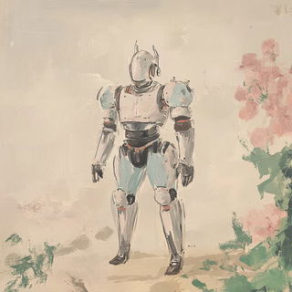 Scalequake style, Midjourney V6.1: concept art character design of retropunk steam knight