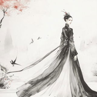 Tropifacet style, Midjourney V6.1: haute-couture fashion outfit