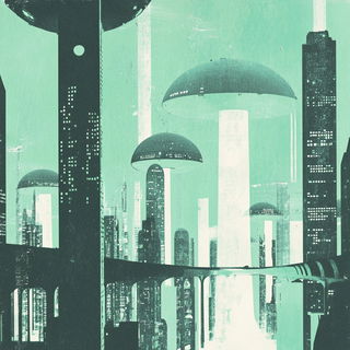 Ukiyoornament style, Midjourney V6.1: megacity with futuristic bioarchitecture