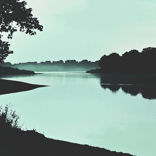 Ukiyoornament style, Midjourney V6.1: realistic landscape photograph of quiet dawn