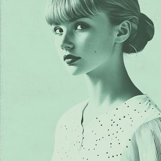 Ukiyoornament style, Midjourney V6.1: photographic portrait of female protagonist