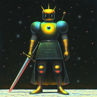 Neon Umbrawave style, Midjourney V6.1: concept art character design of retropunk steam knight