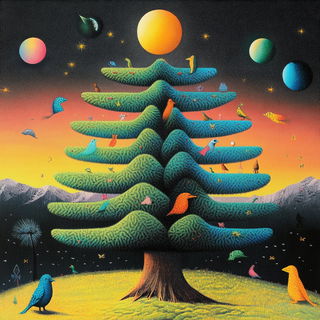 Neon Umbrawave style, Midjourney V6.1: traditional folk art