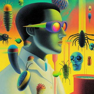 Neon Umbrawave style, Midjourney V6.1: editorial illustration for popular scientific magazine cover