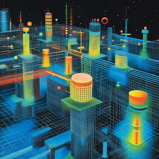 Neon Umbrawave style, Midjourney V6.1: technical infrastructure blueprint schematics