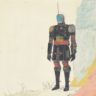 Chlorofallism style, Midjourney V6.1: concept art character design of retropunk steam knight