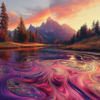 Astrocaldera style, Midjourney V6.1: realistic landscape photograph of quiet dawn