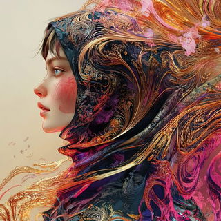 Astrocaldera style, Midjourney V6.1: photographic portrait of female protagonist