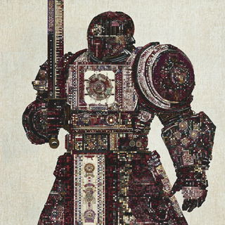 Sunburst Cedarhythm style, Midjourney V6.1: concept art character design of retropunk steam knight