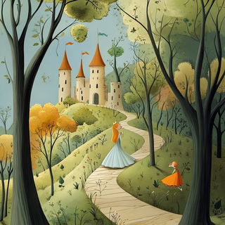 Cloudrift Village style, Midjourney V6.1: retro fairy-tale illustration