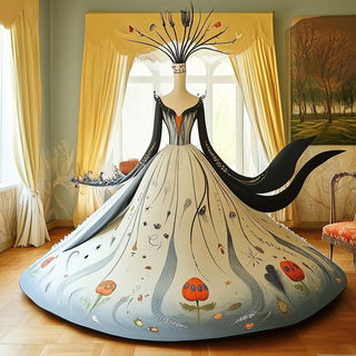 Cloudrift Village style, Midjourney V6.1: haute-couture fashion outfit