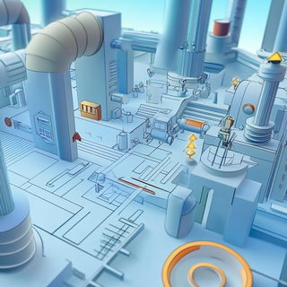 Cloudrift Village style, Midjourney V6.1: technical infrastructure blueprint schematics