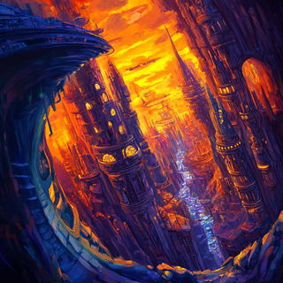 Archaeocelism style, Midjourney V6.1: megacity with futuristic bioarchitecture
