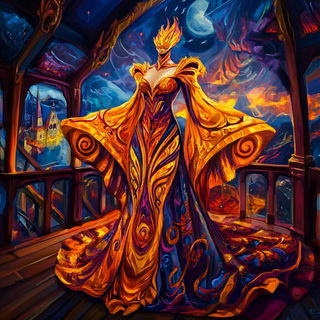 Archaeocelism style, Midjourney V6.1: haute-couture fashion outfit