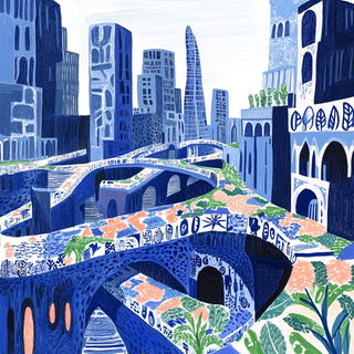 Gardenereography style, Midjourney V6.1: megacity with futuristic bioarchitecture