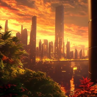 Chrome Popping style, Midjourney V6.1: megacity with futuristic bioarchitecture