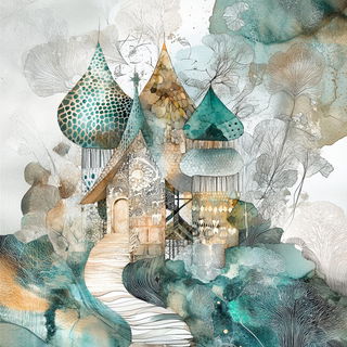 Chromatic Marginalia style, Midjourney V6.1: retro fairy-tale illustration