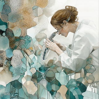Chromatic Marginalia style, Midjourney V6.1: editorial illustration for popular scientific magazine cover