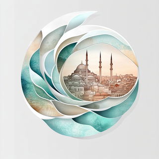 Chromatic Marginalia style, Midjourney V6.1: bold minimalist logo design for Istanbul city municipal services