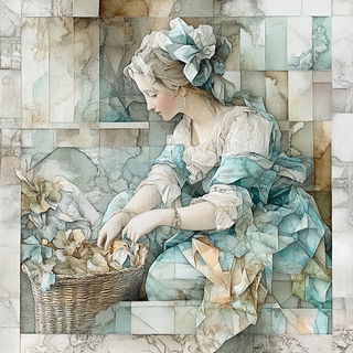 Chromatic Marginalia style, Midjourney V6.1: classical 18th-century oil painting