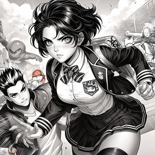 Creamground Shadowtale style, Midjourney V6.1: black-and-white manga comic strip