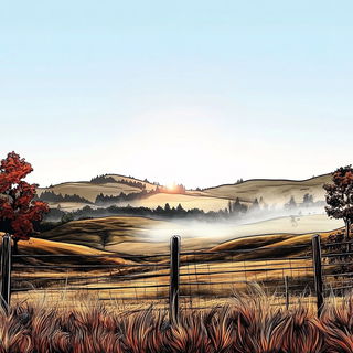 Creamground Shadowtale style, Midjourney V6.1: realistic landscape photograph of quiet dawn